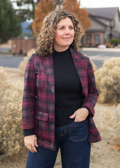 Boyfriend Blazer in Blackberry Tartan Plaid | Liverpool
