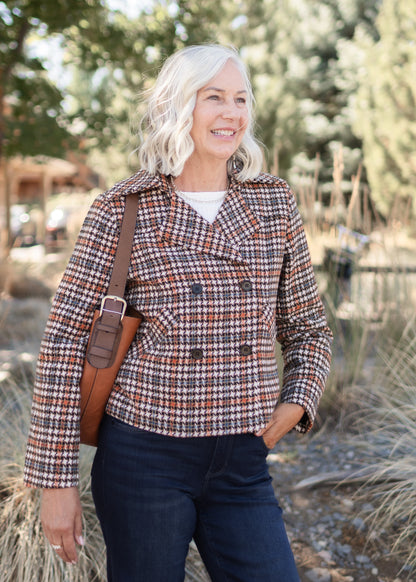 Cropped Plaid Pea Coat