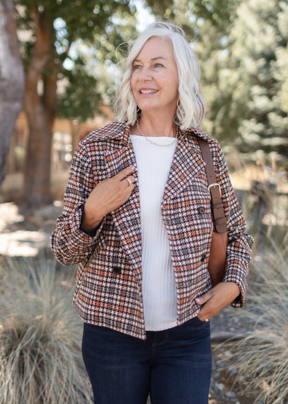 Cropped Plaid Pea Coat