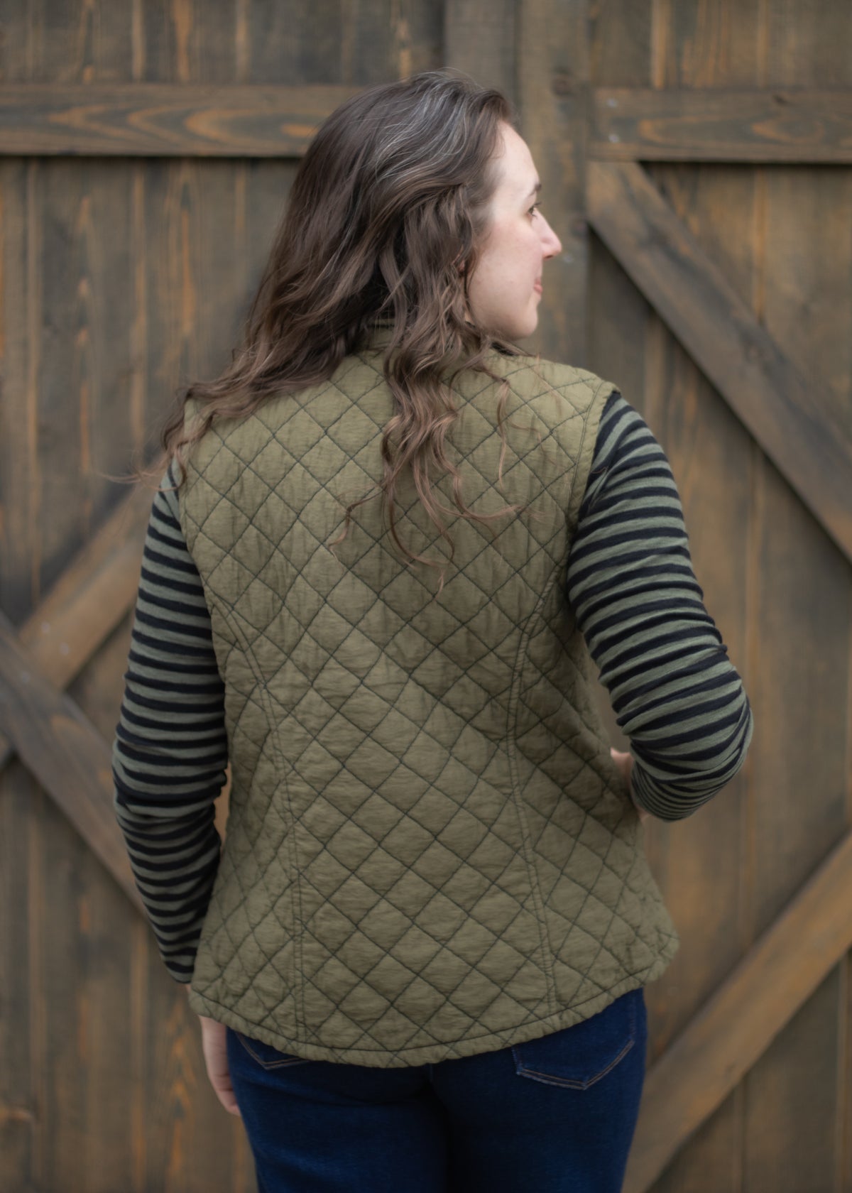Zip Front Quilted Vest in Kelp | Cut•Loose
