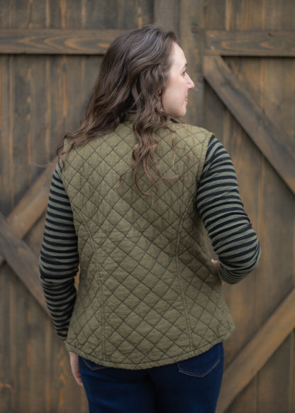 Zip Front Quilted Vest in Kelp | Cut•Loose