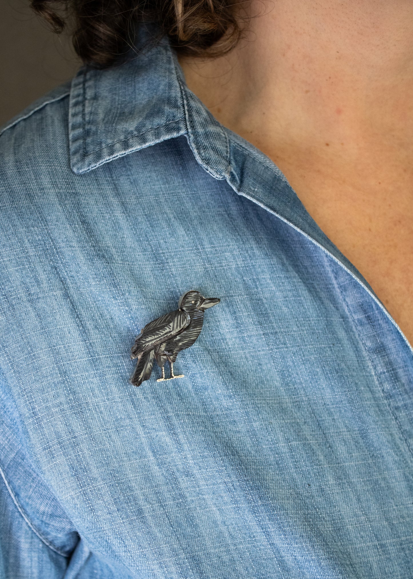 Carved Raven Pin