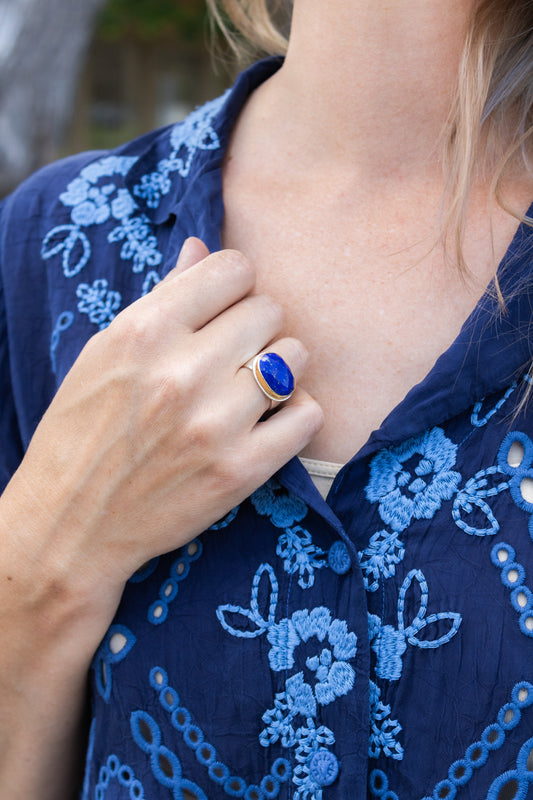 Rose Cut Lapis Ring | Linda Blumel