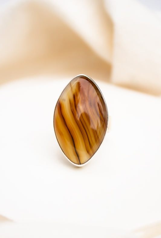 Asymmetrical Golden Montana Agate Ring | Lee McAllister