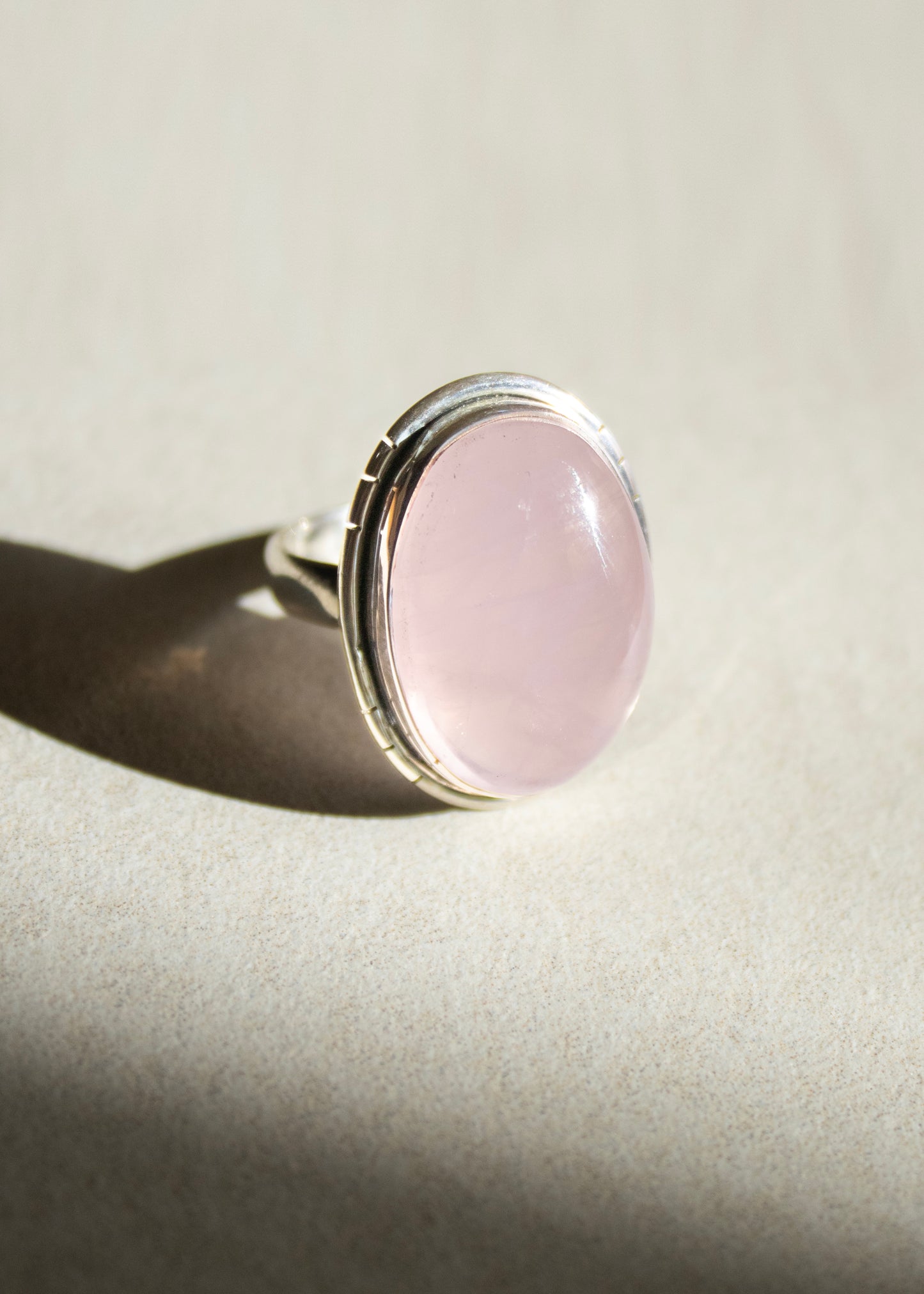 Large Oval Rose Quartz Ring