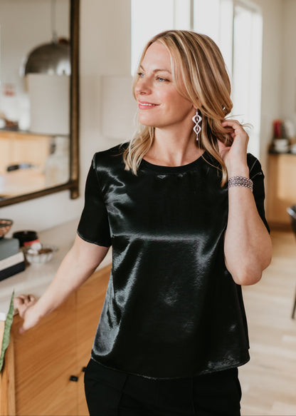 Satin Tee in Black | Sanctuary