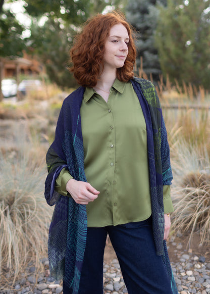 Tristin Dot Scarf in Navy