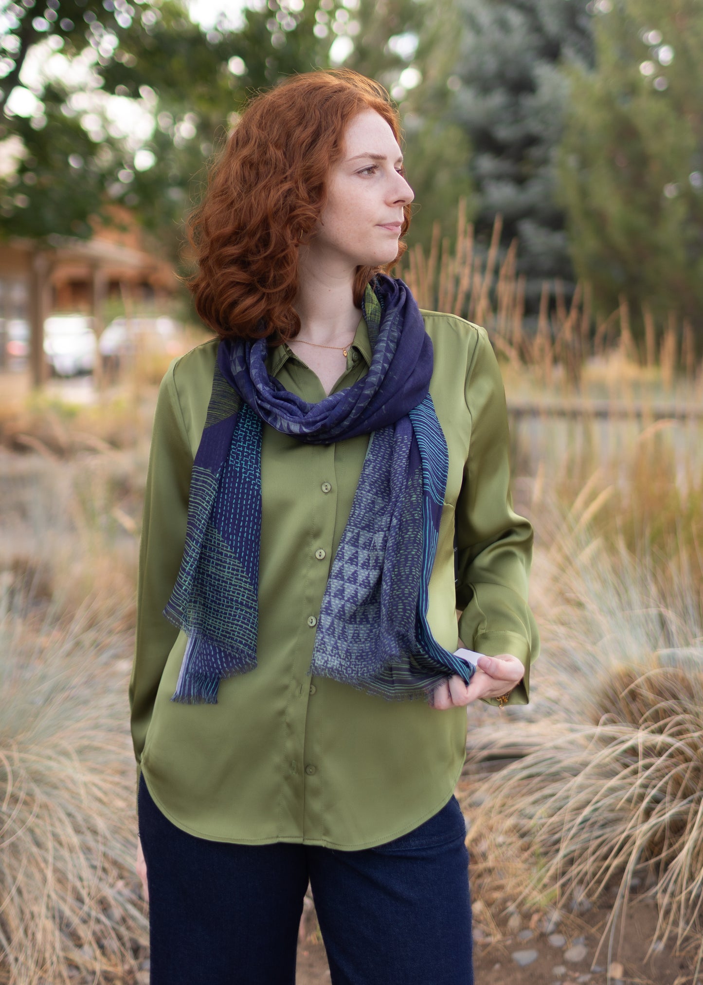 Tristin Dot Scarf in Navy
