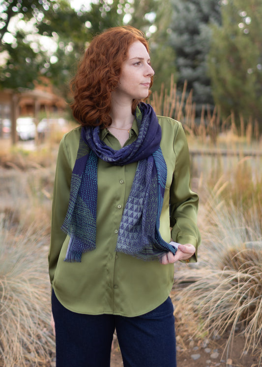 Tristin Dot Scarf in Navy