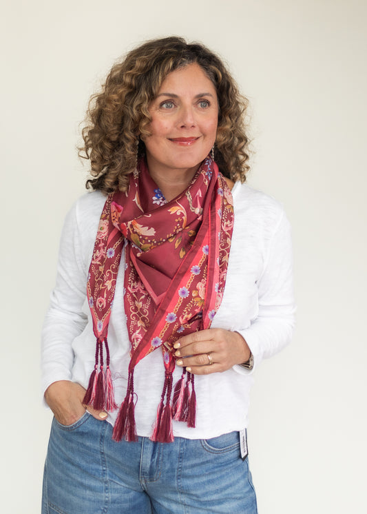 Rolanda Square Silk Scarf | Johnny Was
