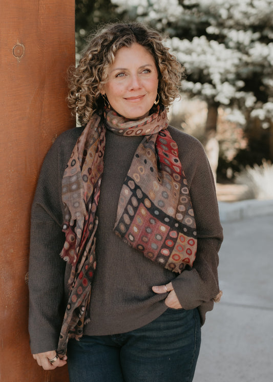 Speckled Dot Scarf in Brown