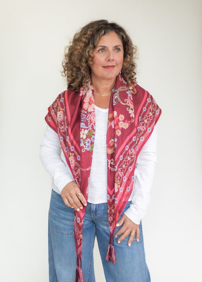 Rolanda Square Silk Scarf | Johnny Was