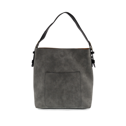 Faux Suede Hobo Handle Handbag in Shadow