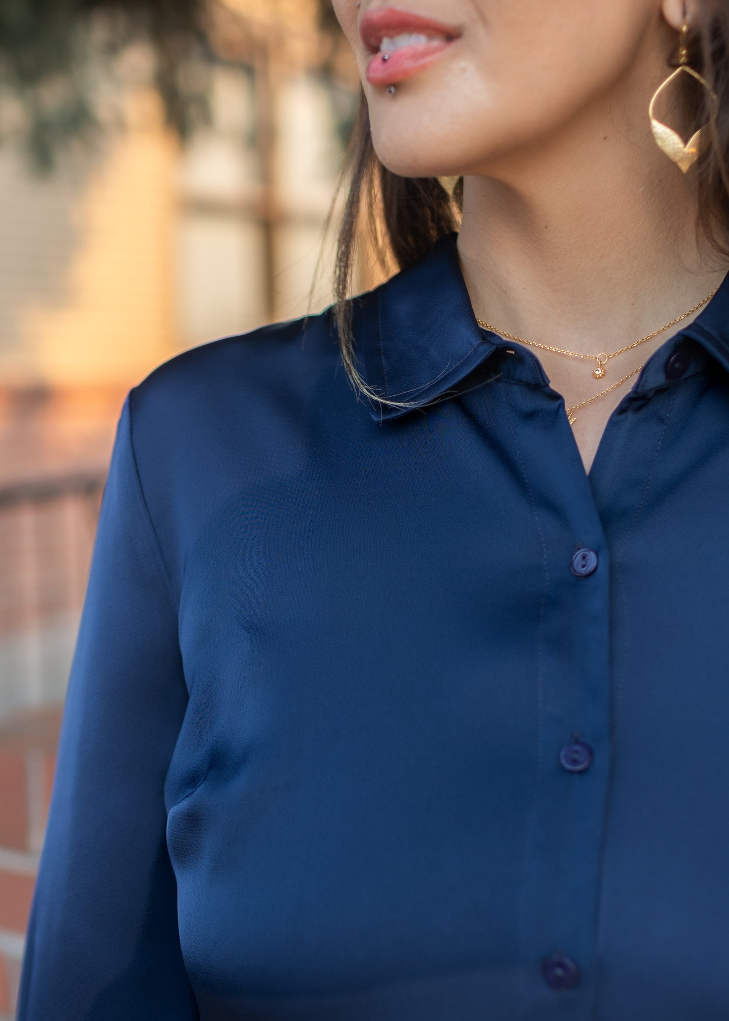 Long Sleeve Woven Shirt in Dark Navy | Liverpool