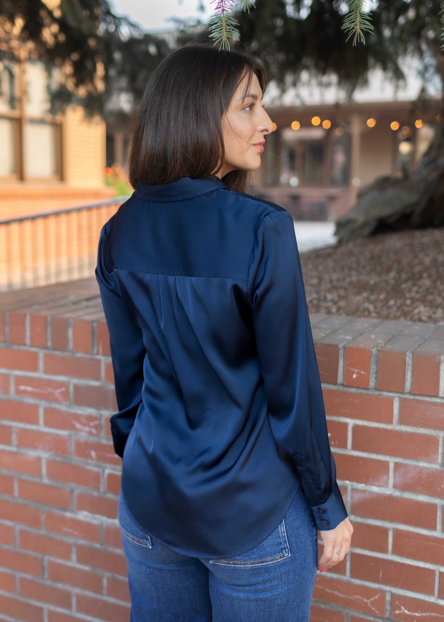 Long Sleeve Woven Shirt in Dark Navy | Liverpool