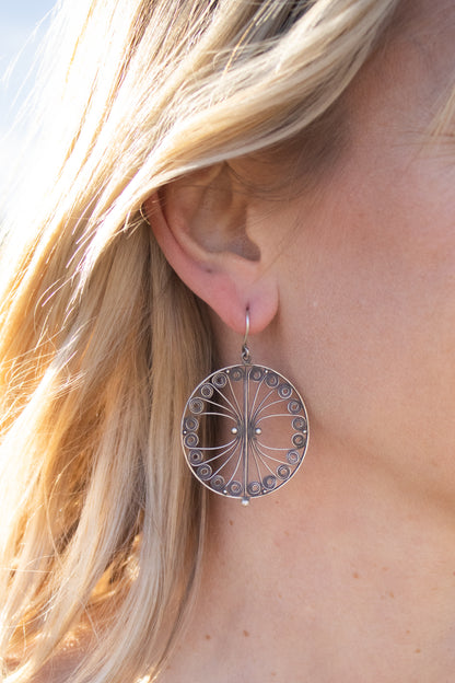 Handmade Filigree Circle Earrings in Sterling Silver | Jane Diaz