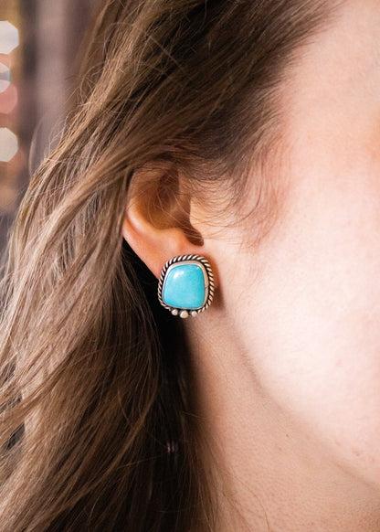 Large Turquoise Post Earrings