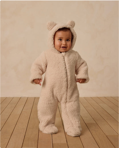 Cozy Bear Hood Jumpsuit in Latte