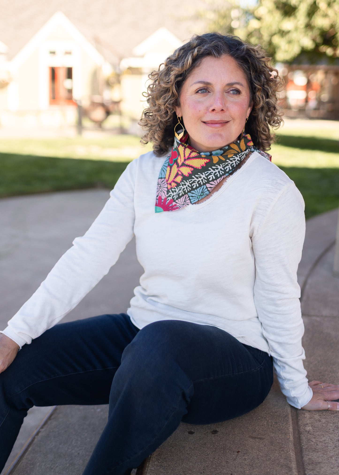 Groovy Floral Cotton Square Scarf