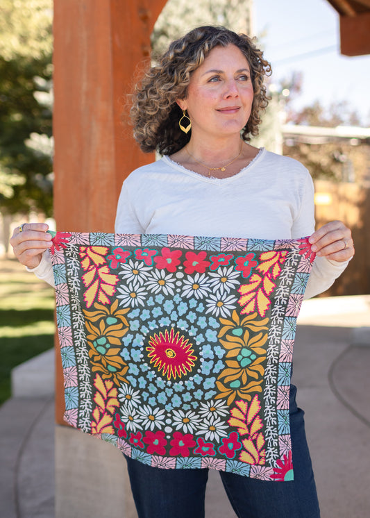 Groovy Floral Cotton Square Scarf