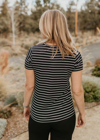 Black & White Stripe Knit Tee | Liverpool