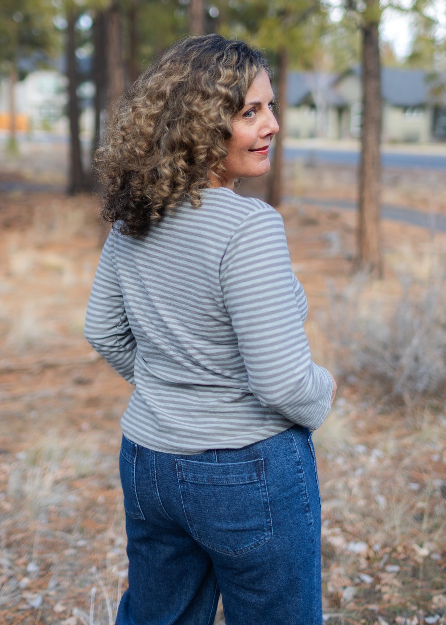 3/4 Sleeve Stripe Boatneck in Overcast | Cut•Loose