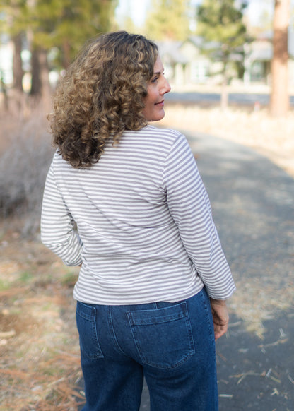 3/4 Sleeve Stripe Boatneck in Jicama | Cut•Loose