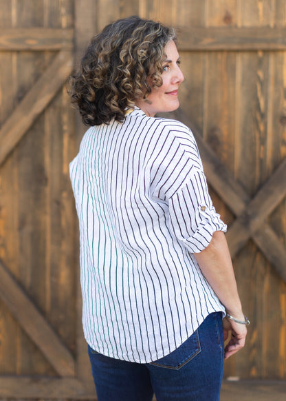 Linen Shirt in Black & White Stripe