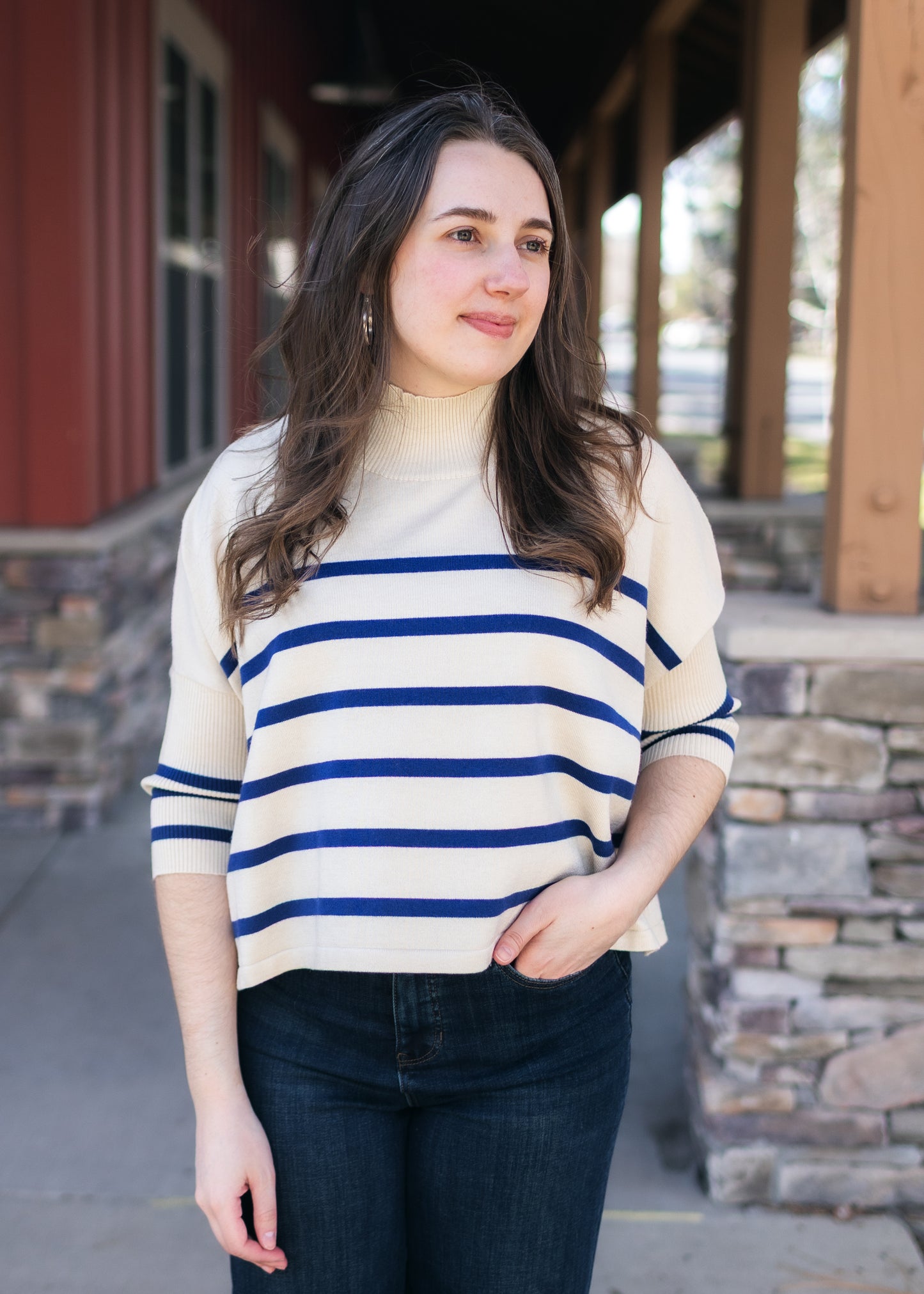 Aja Stripe Sweater in Navy | Kerisma