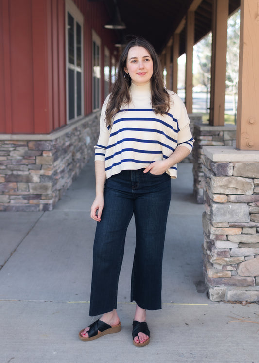 Aja Stripe Sweater in Navy | Kerisma