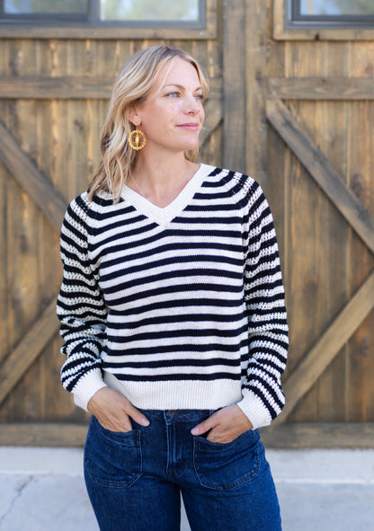 Perfect Sweater in Black Stripe | Sanctuary