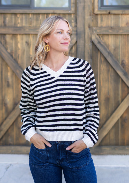 Perfect Sweater in Black Stripe | Sanctuary