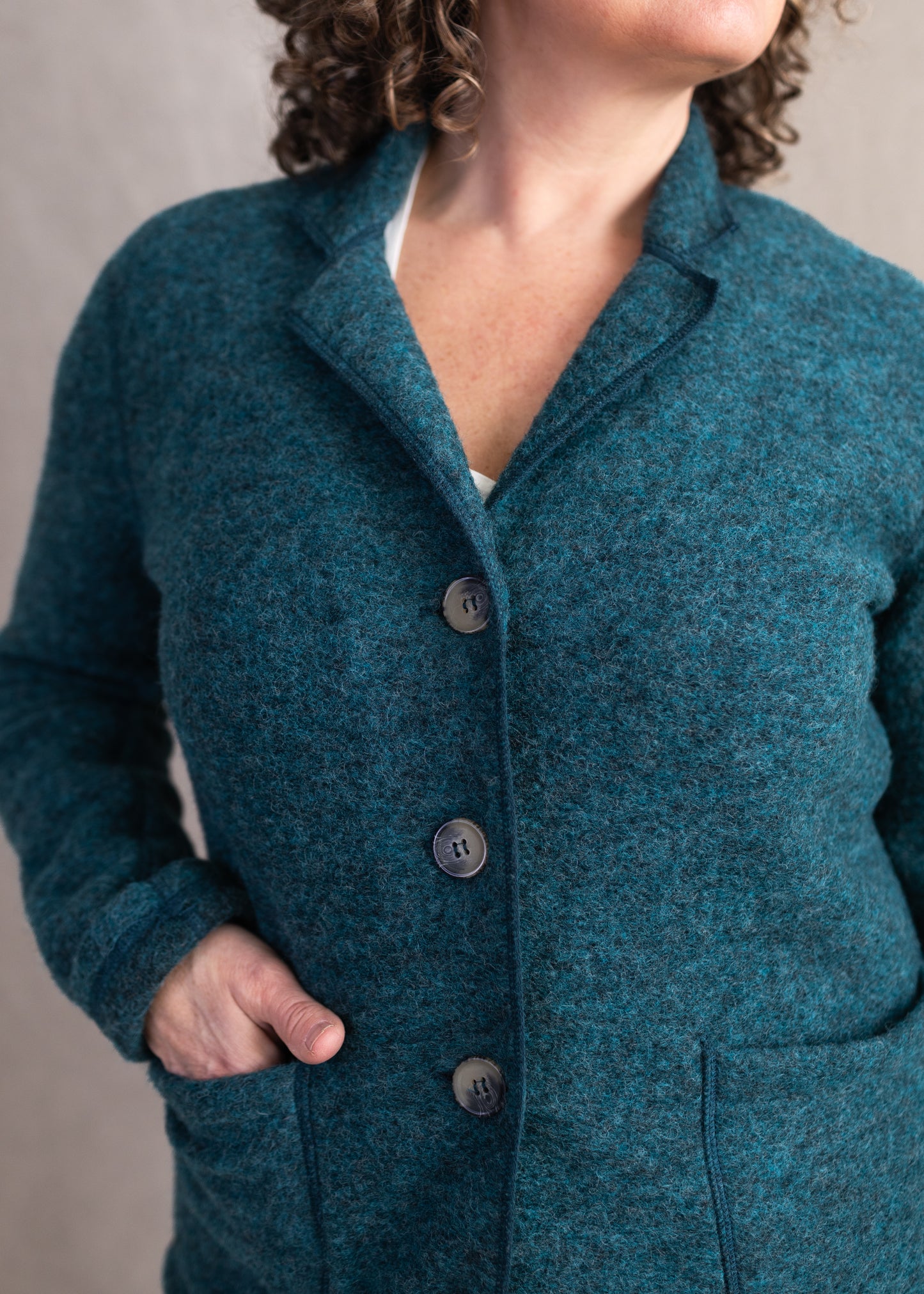 Boiled Wool Pocket Blazer in Deep Sea | Cut•Loose