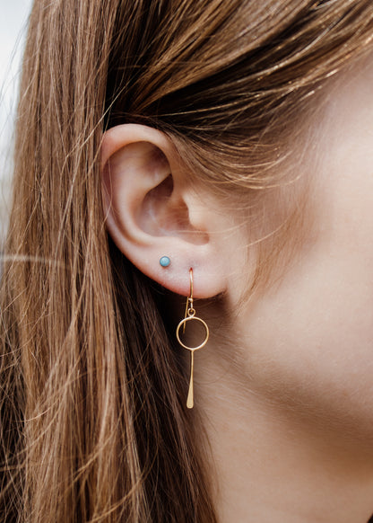 Gold Circle Paddle Earrings