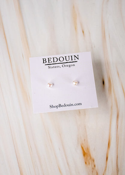 Tiny White Pearl Post Earrings