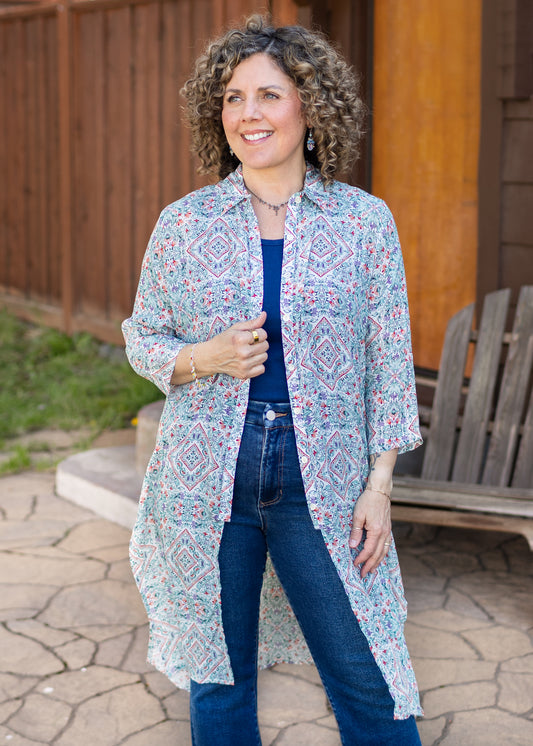 Pastel Floral Button Up Tunic | APNY
