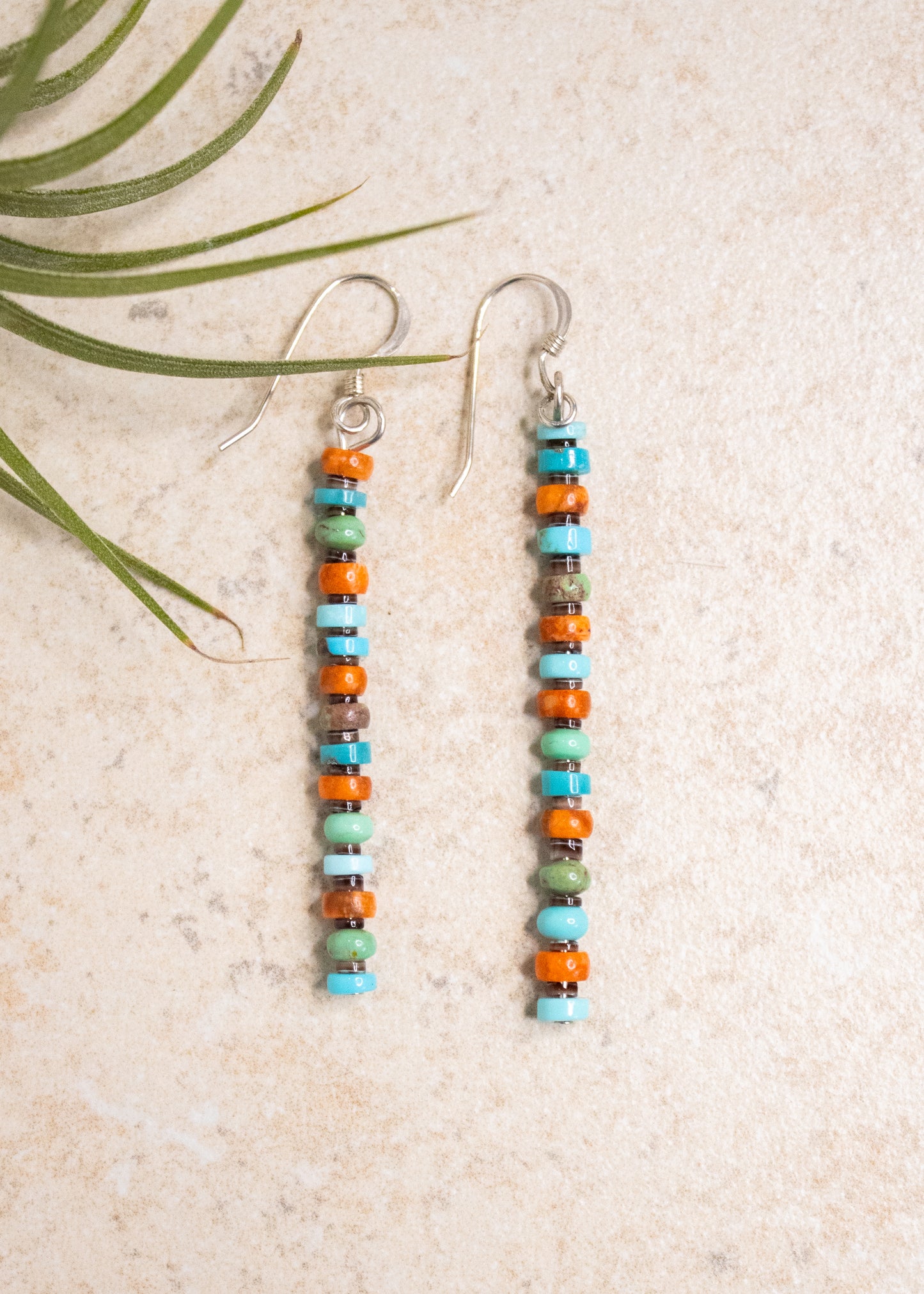 Turquoise & Coral Bead Earrings