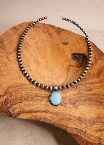 Navajo Pearl Choker with Turquoise Pendant