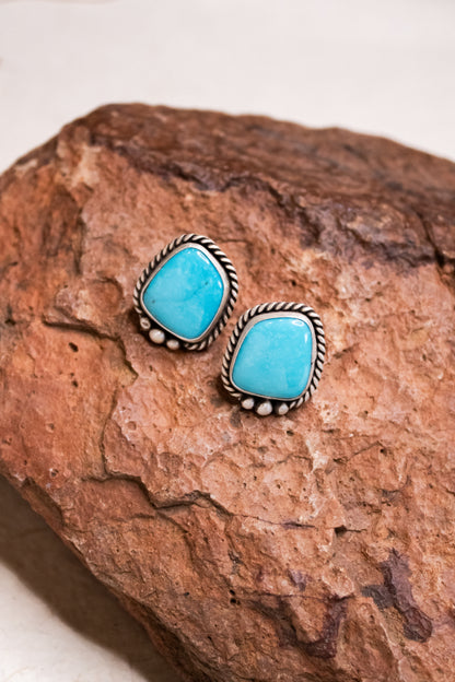 Large Turquoise Post Earrings