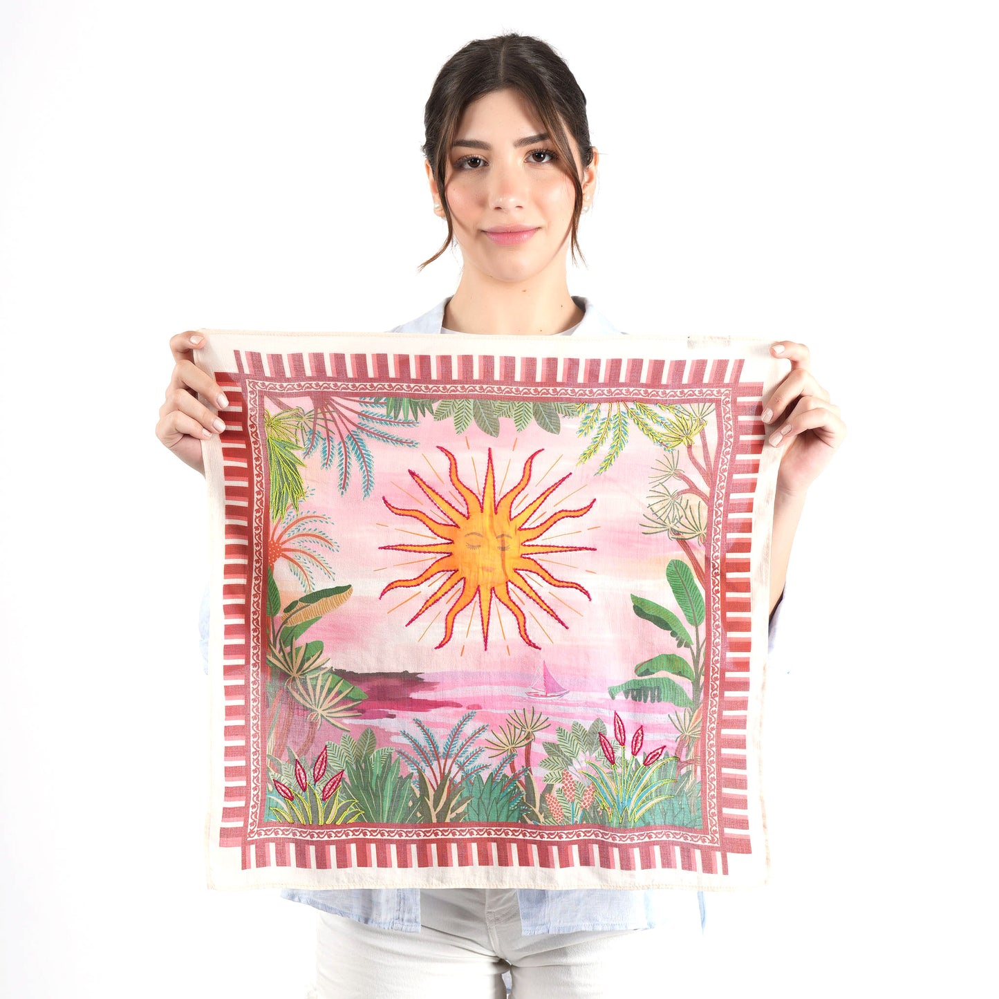 Maroon Sunset Cotton Square Scarf