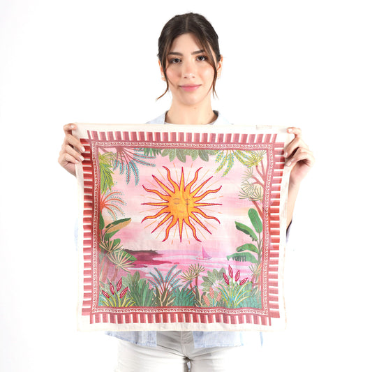 Maroon Sunset Cotton Square Scarf