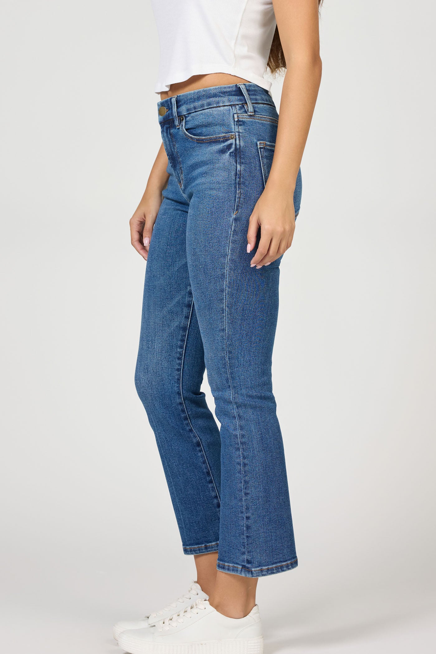 Jeanne Cropped Flare Jean in Evergreen | Dear John