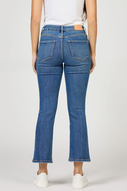 Jeanne Cropped Flare Jean in Evergreen | Dear John
