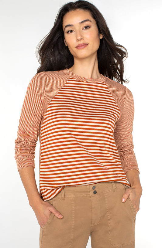 Long Sleeve Crew Top in Ginger Stripe | Liverpool