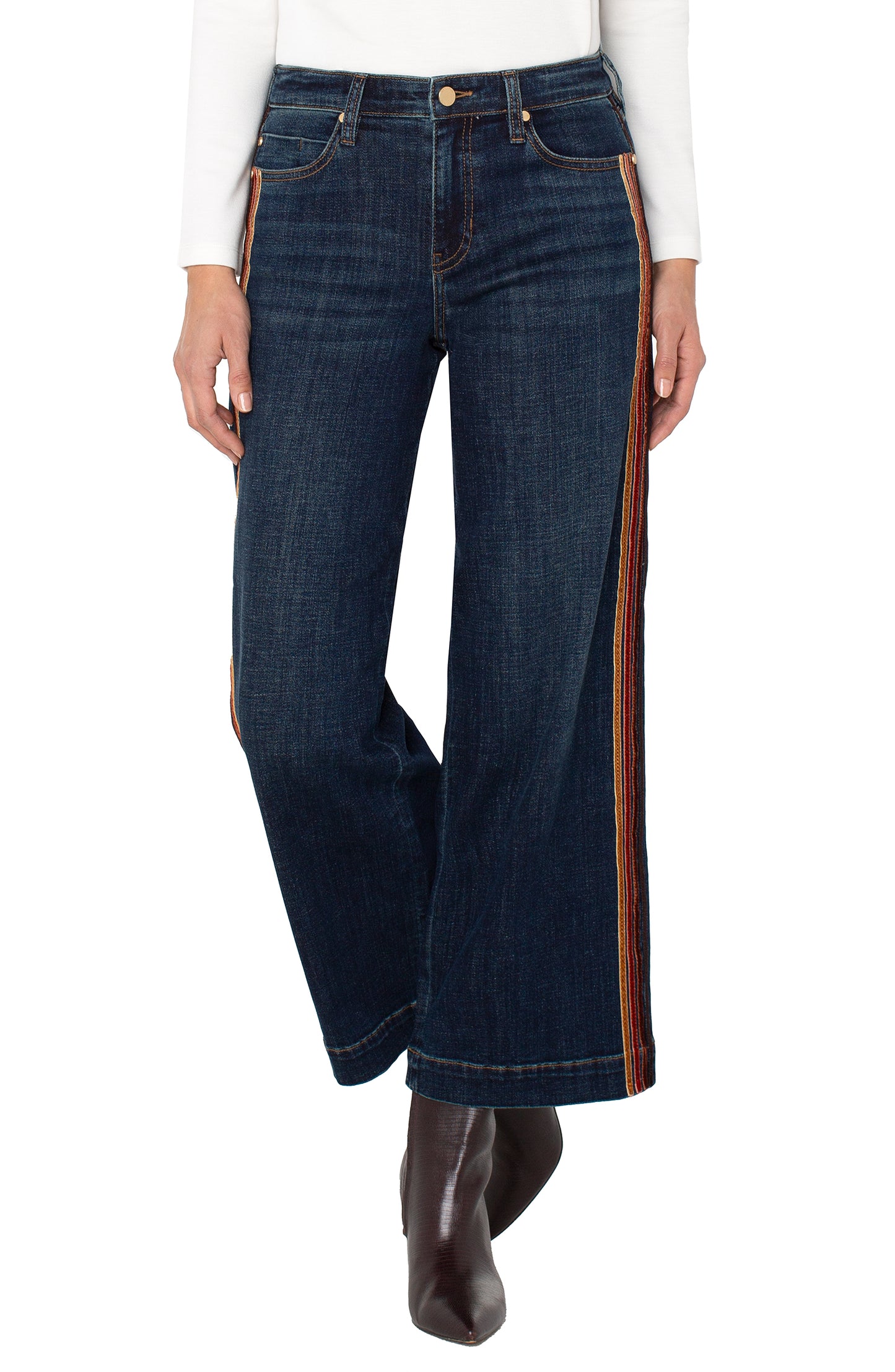 Stride Wide Leg in Eastmoor with Velvet Trim | Liverpool