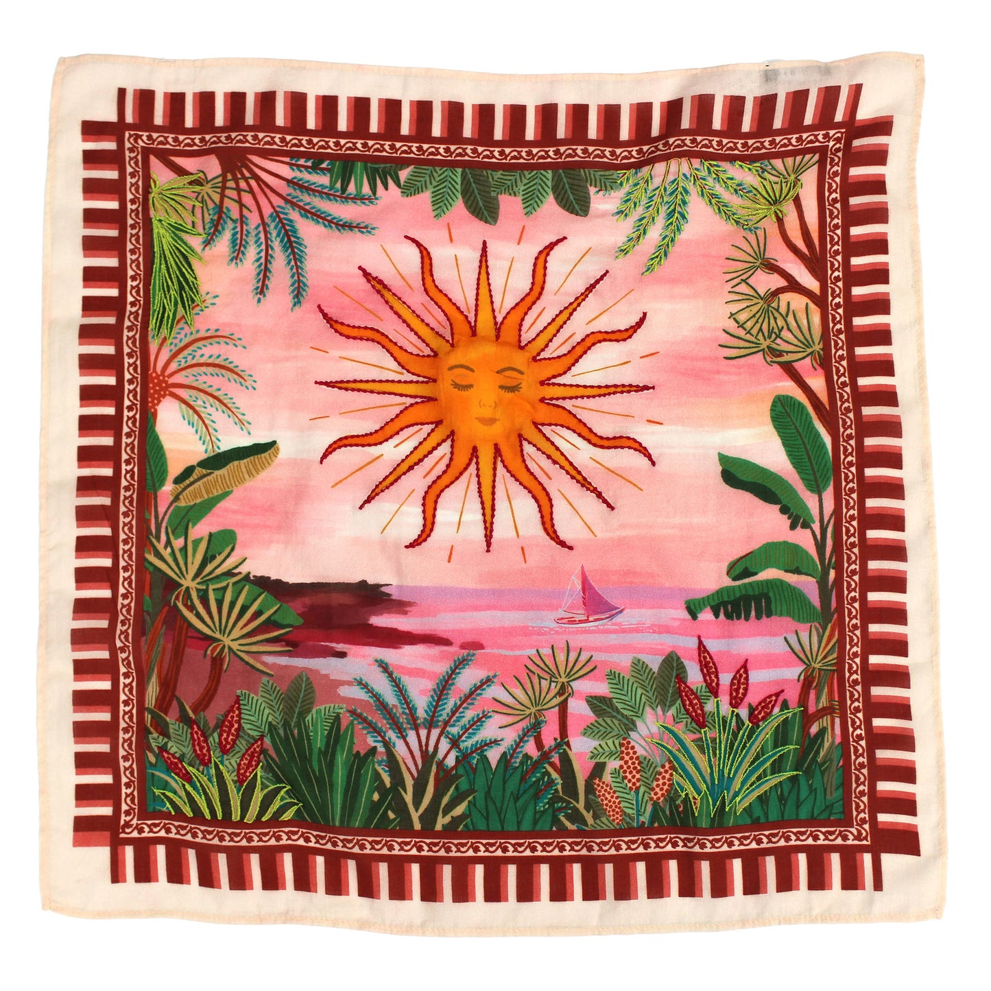 Maroon Sunset Cotton Square Scarf