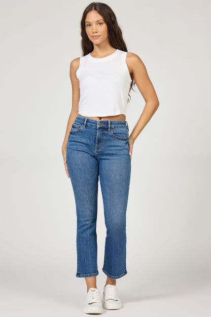 Jeanne Cropped Flare Jean in Evergreen | Dear John
