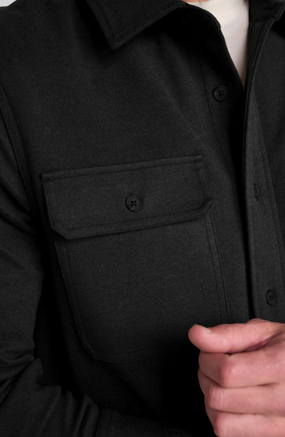 Knit Button Up in Black | Liverpool