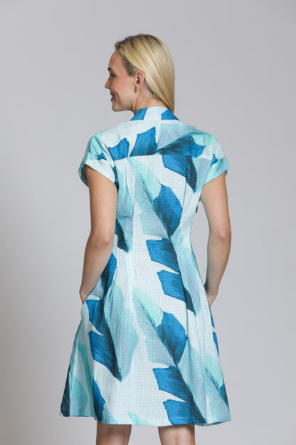 Blue Feather Tie Front Dress | APNY