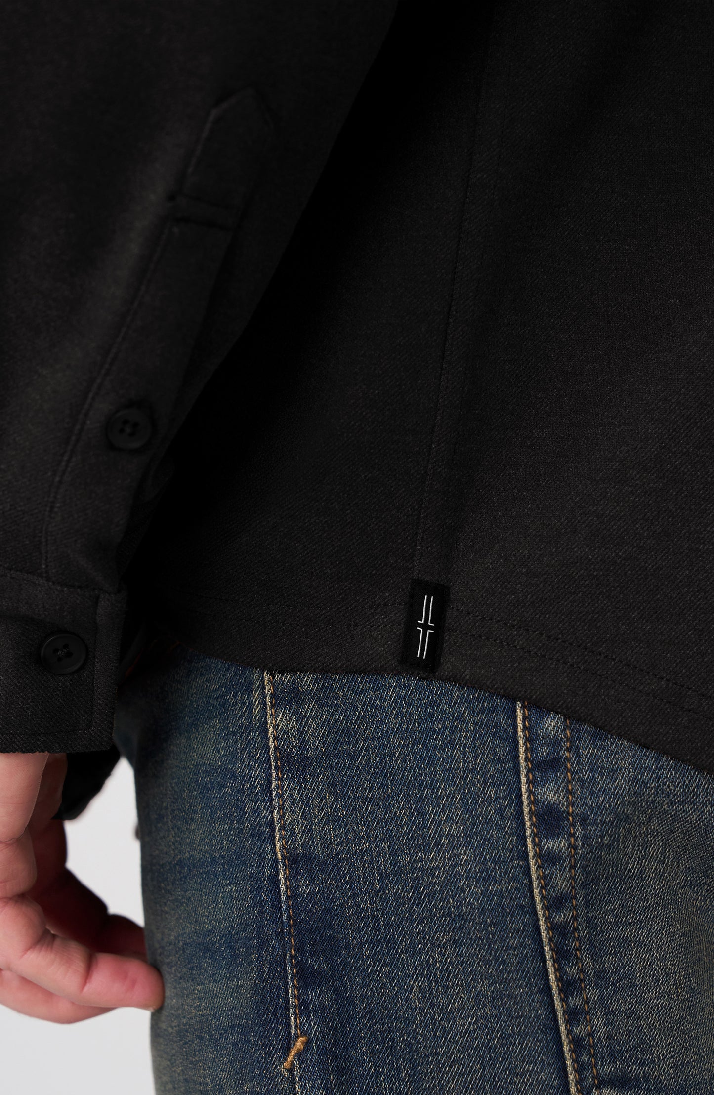 Knit Button Up in Black | Liverpool